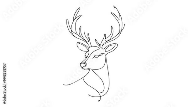 Fototapeta Continuous one single minimal line drawing deer