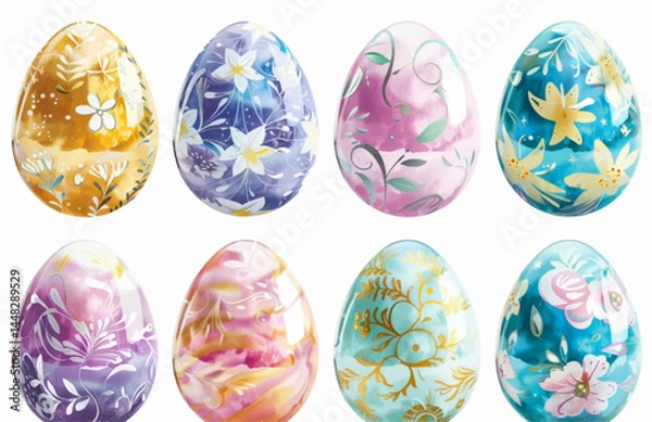 Fototapeta easter eggs vector illustration, easter, egg, holiday, vector, eggs, set, pattern, decoration, illustration, spring, celebration, symbol, design, flower, floral, collection, art, colorful, color, seas