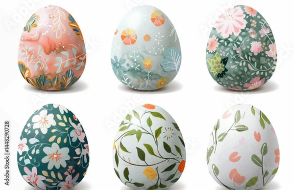Fototapeta easter eggs vector illustration, easter, egg, holiday, vector, eggs, set, pattern, decoration, illustration, spring, celebration, symbol, design, flower, floral, collection, art, colorful, color, seas