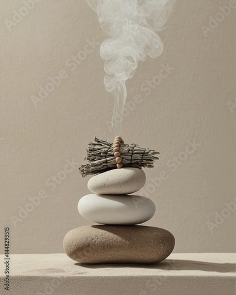 Fototapeta Natural Elements Arranged in Harmony With Smoke Rising Softly
