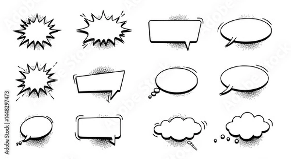 Obraz Comic Book Speech Bubbles Pop Art Blank Dialog Boxes Vector Illustration
