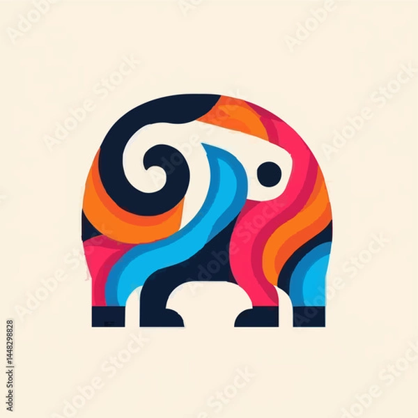 Fototapeta Modern Multicolor Binturong Logo with Abstract Swirl Design