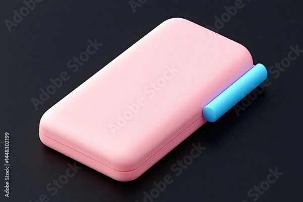 Obraz Pink rectangular device with teal accent
