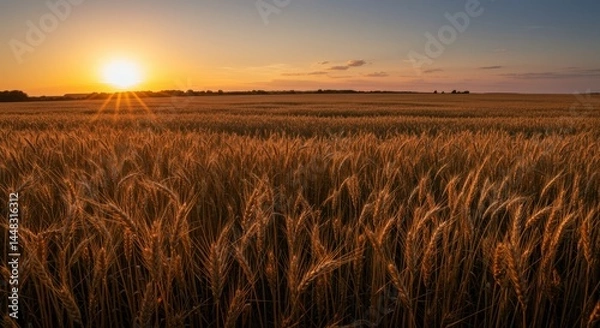 Obraz wheat field at sunset
