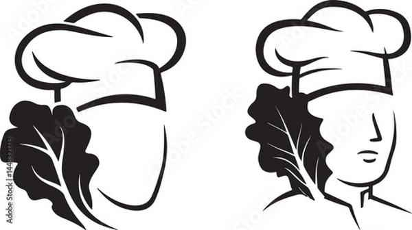 Obraz Chef's head with a leaf logo icon image