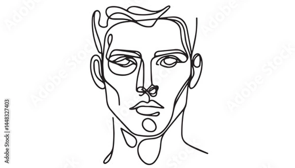Fototapeta Continuous one single minimal line drawing men face
