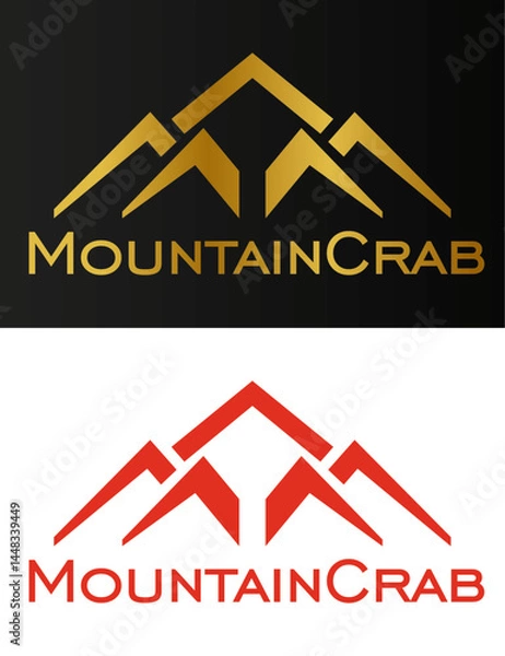 Fototapeta Logo in the form of a minimalistic stylized crab or mountains, red and gold colors