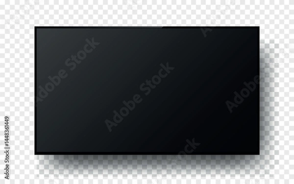 Fototapeta Realistic turned off TV screen. Modern blank LCD LED television. Vector illustration isolated on white background. Ideal for mockups and tech design