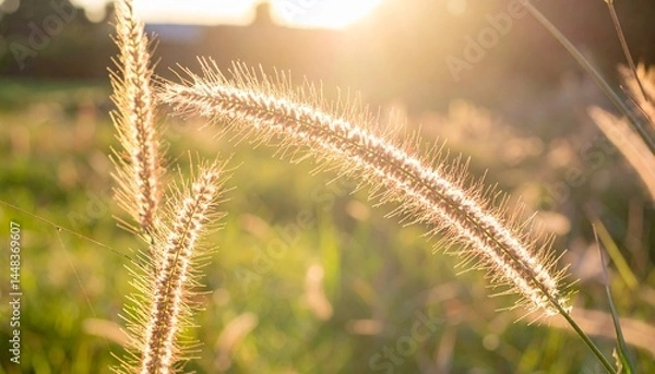Obraz Swaying Grass Seed Heads in Soft Light