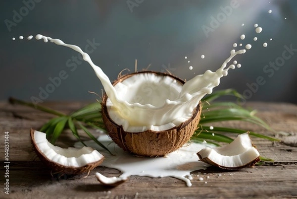 Obraz coconut milk splash in a glass