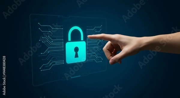 Fototapeta Cyber Security: Secure Data Protection with Digital Padlock