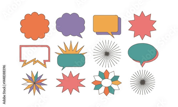 Fototapeta Modern vector illustration of a colorful set of geometric abstract shapes, easily editable.