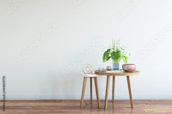 Fototapeta mock up wall interior. Scandinavian style. Wall art. 3d rendering, 3d illustration