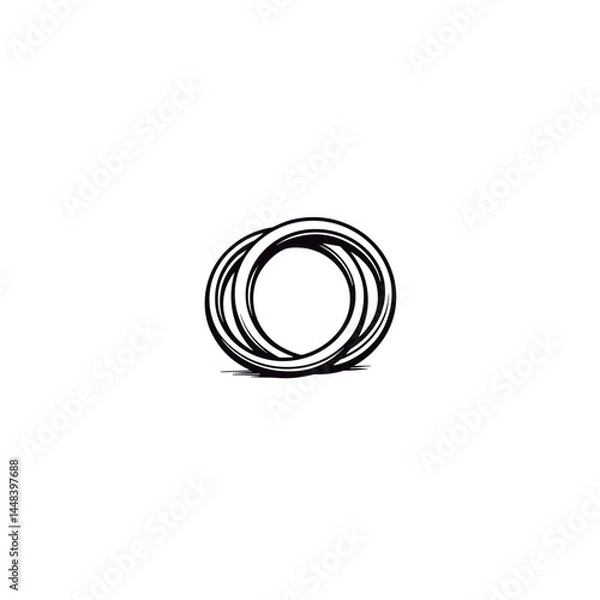 Fototapeta Intertwined rings, minimalist black and white design, for branding and websites
