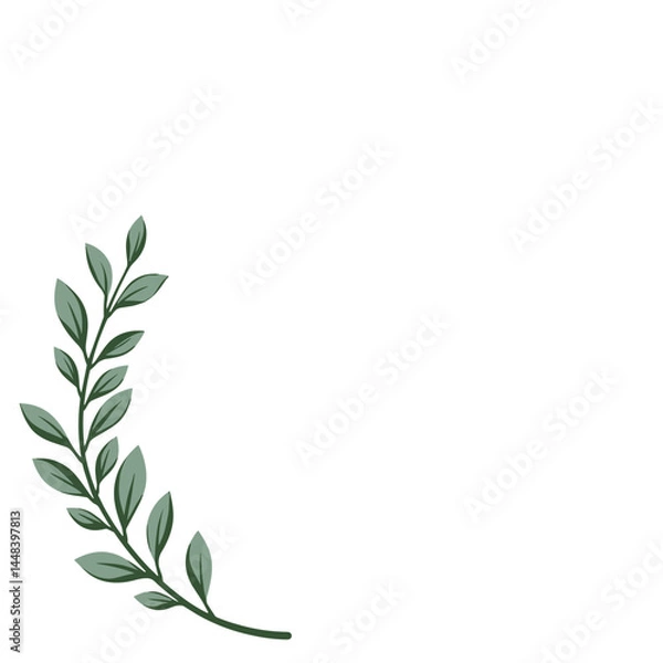 Fototapeta Green leaf branch design element, for invitations or websites