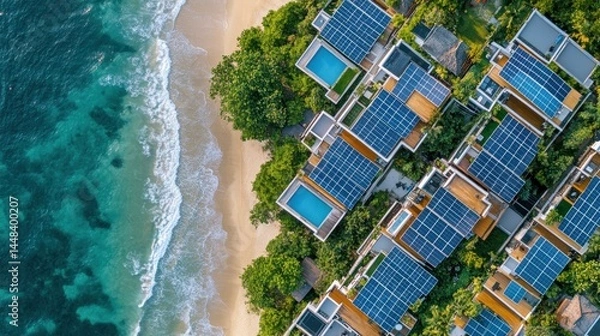 Fototapeta Coastal Resort with Sustainable Energy