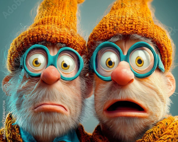 Fototapeta Hilarious Antics: Two Clumsy Heroes in a Ridiculous Adventure
