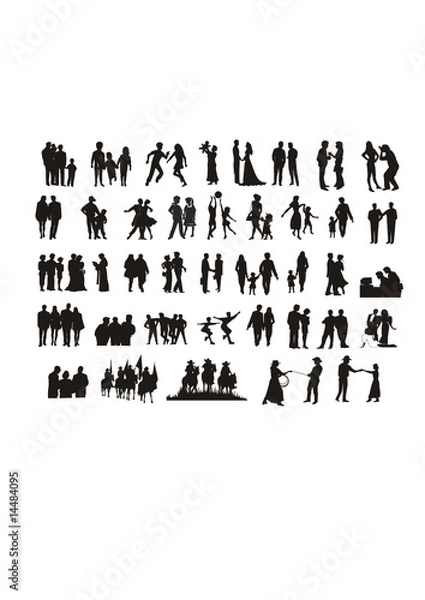 Fototapeta vector silhouettes of realistic people