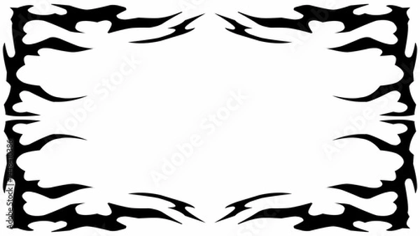 Obraz Gothic symmetrical fire frame in black tribal abstract shape free-hand style vector design dark aesthetic background
