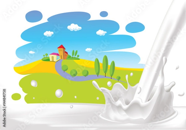 Fototapeta milk splash with painted background - vector illustration