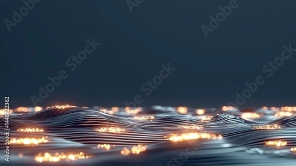 Obraz Sparkling Waves of Light on Dark Background in Soft Focus