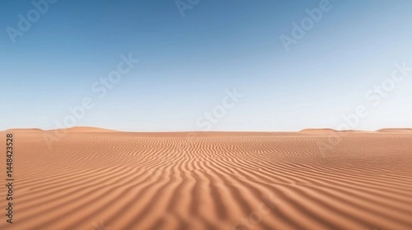 Fototapeta Vast Desert Landscape with Clear Blue Sky and Sand Dunes