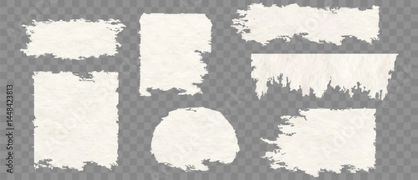 Obraz Piece white Paper.Paper scrap on transparent background.Noisy grainy effect.ecru background