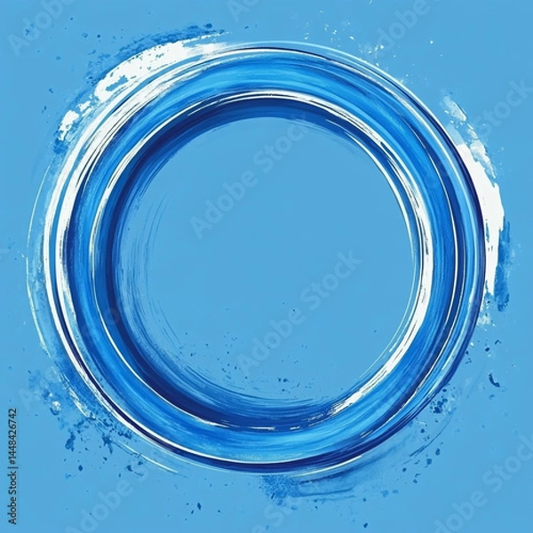 Fototapeta A metallic blue circular ring with a glossy, reflective surface, set against a clean white background. Its smooth gradient gives it a sleek and modern aesthetic.