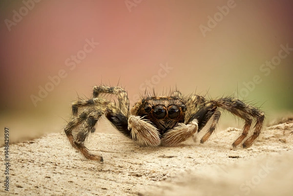 Obraz araña saltarina en macro extremo en primer plano 