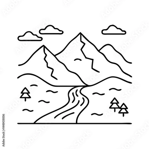 Fototapeta mountain stream icon, mountain stream vector illustration-simple illustration of mountain stream, perfect for mountain stream logos and icons