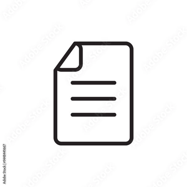 Fototapeta Black outlined isolated illustration of paper file document for User Interface. Vector icon in flat style