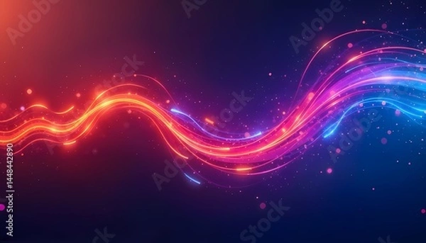 Obraz Colorful Glowing Light Streaks on Dark Background with Abstract Spark Particle Effect. 