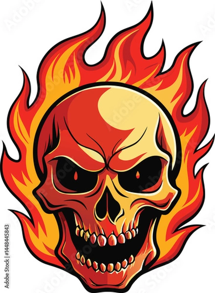 Obraz Flaming skull Vector 