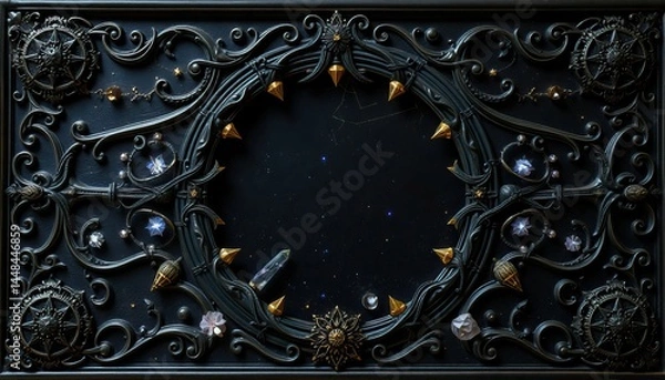 Obraz Intricate whimsigothic frame with celestial details and mystical elements reflecting gothic aesthetic and fantasy design elements