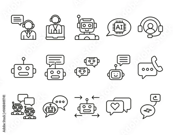 Fototapeta Chatbot icon set showcasing modern communication