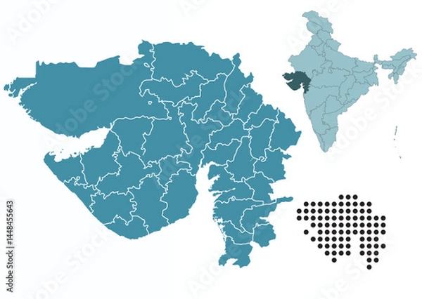 Obraz Set maps of Gujarat state