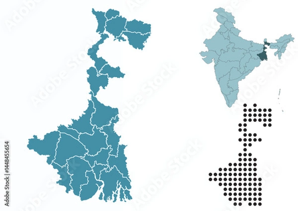 Obraz Set maps of West Bengal state