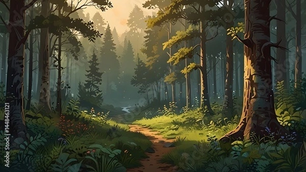 Obraz sunset in the forest