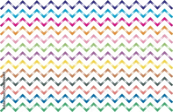 Fototapeta Vibrant And Seamless Zigzag Chevron Pattern Featuring Rainbow Gradient Stripes On A White Background. Ideal For Textile Design, Digital Wallpapers, Wrapping Paper, And Modern Web Design۔
