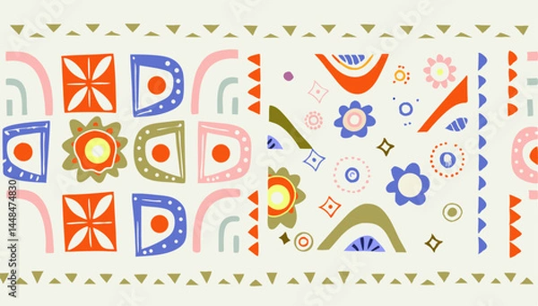 Fototapeta fun blue geometric shape seamless pattern  abstrac (1).eps