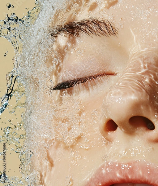 Obraz Portrait of a young beautiful woman with water splashes