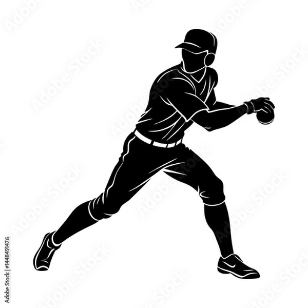 Fototapeta Baseball Player Silhouette vector illustration