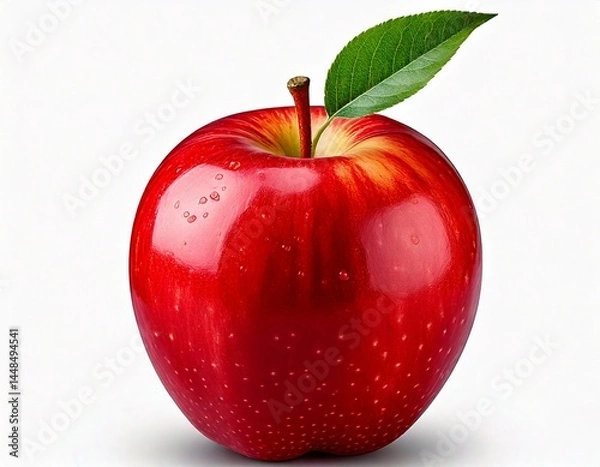 Obraz  Red Apple with Leaf- Fresh Fruit generated ai 