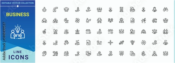 Fototapeta Business icon set. Contains such symbols as manage, professional, profession, enterprise, commerce, economic and more. Profession linear icon set. Minimal icons collection. Editable stroke.