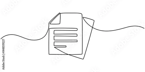 Obraz Clipboard with checklist icon  continuous one line drawing of outline vector illustration, One continuous line vector drawing of a folder. Outline documents background icon. Saving securities vector .