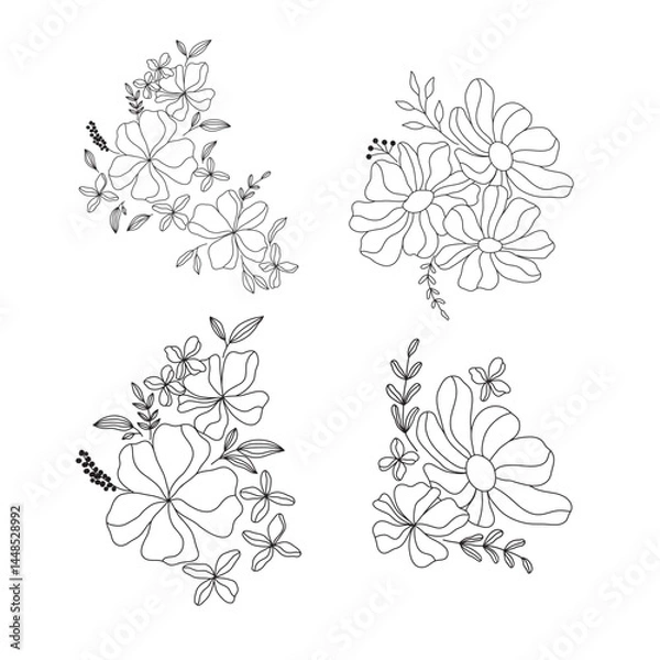 Obraz floral ornament collection angular line art
