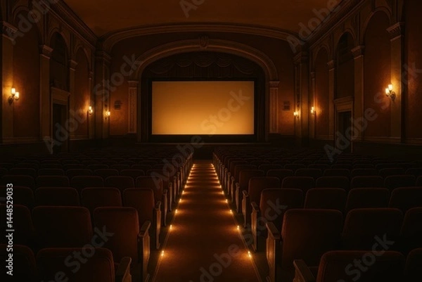 Fototapeta Historic Theater Interior with Warm Ambiance and Simple Design