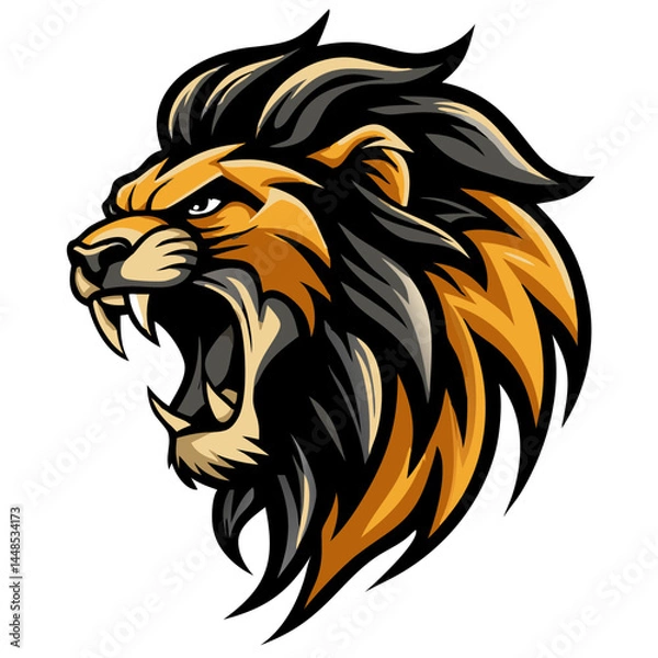 Obraz Powerful Roaring Animal Head Emblem