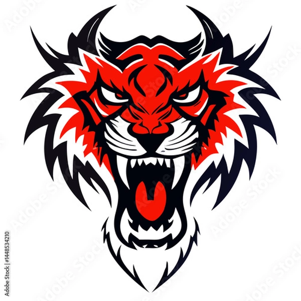 Obraz Powerful Roaring Animal Head Emblem