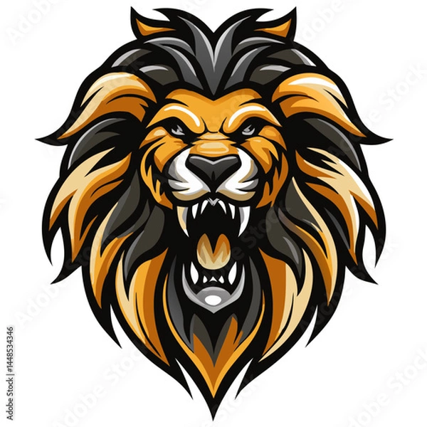 Obraz Powerful Roaring Animal Head Emblem